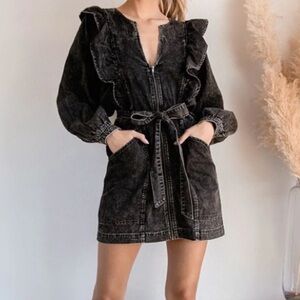 Free People Black Denim Dress
